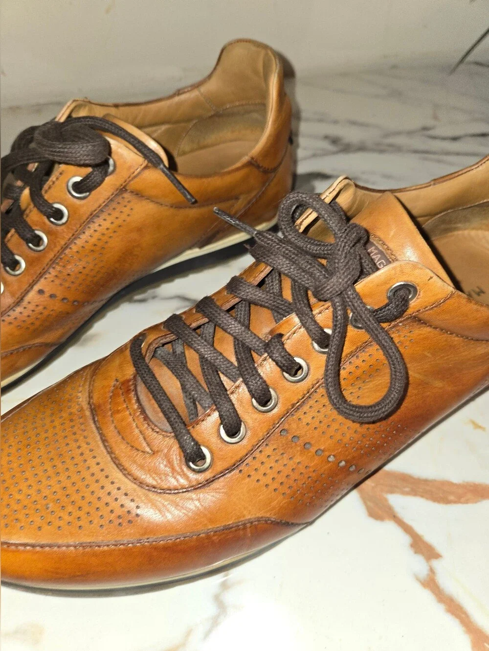 Magnanni  Leather Lace-Up Shoes Light Brown  Size 10 M, retails For $499.00